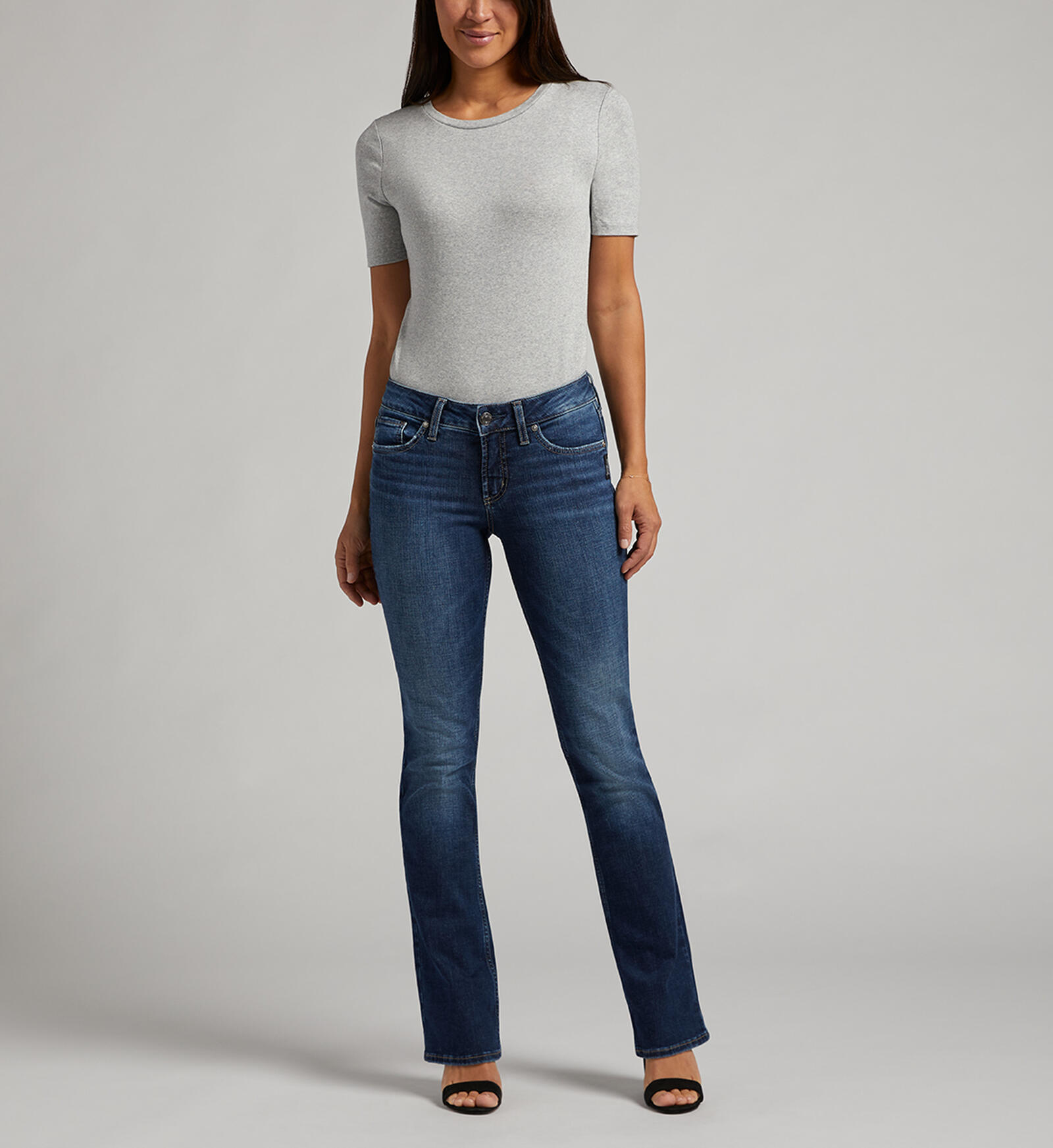 Mid rise slim boot leg jeans clearance