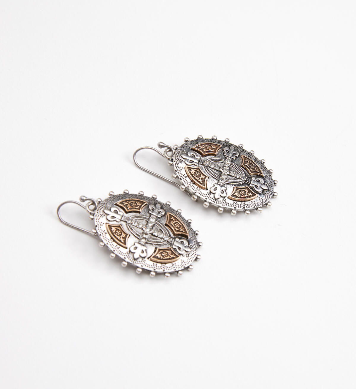 Silver-Tone Oval Drop Earrings, , hi-res image number 1