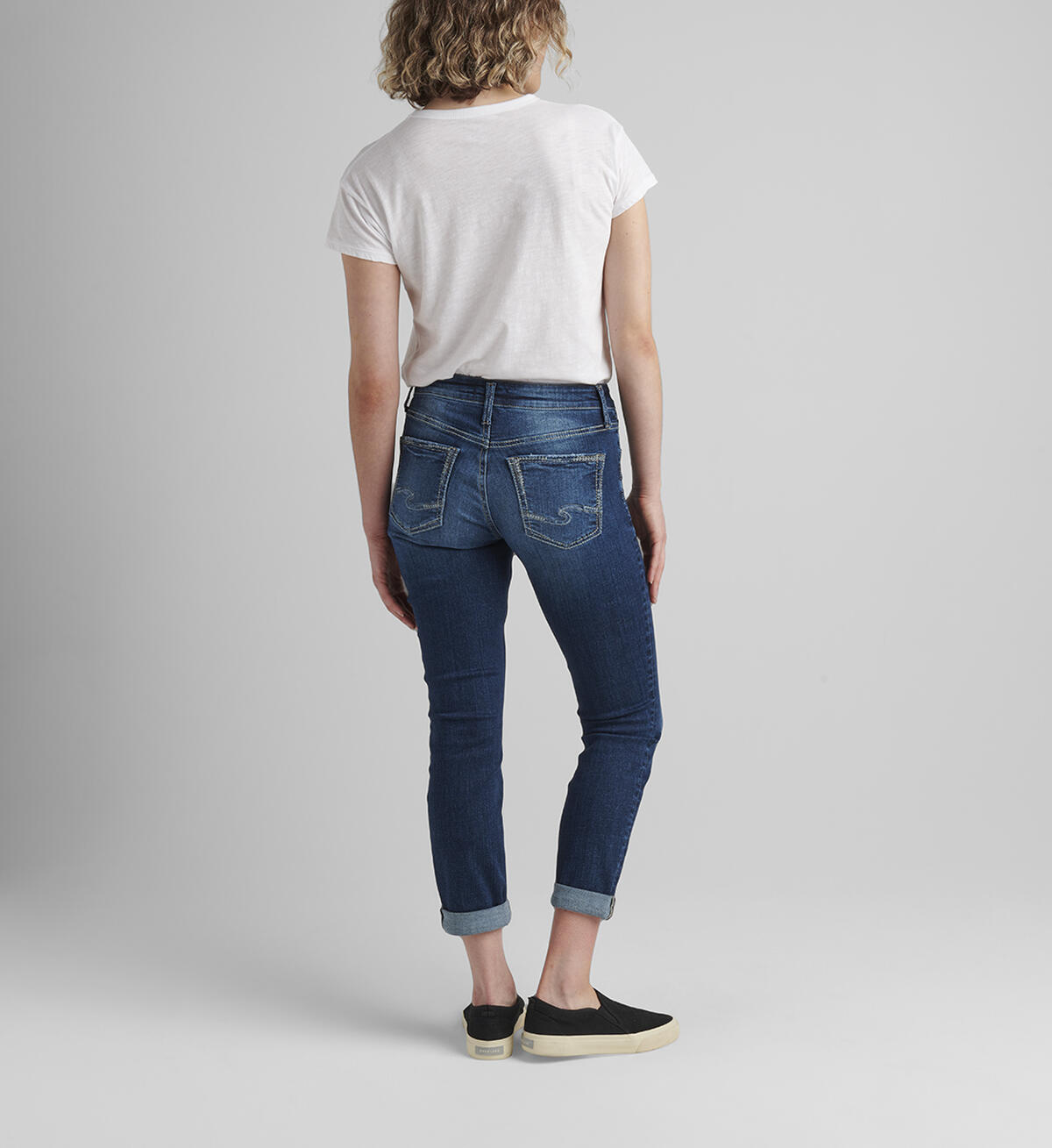 Boyfriend Mid Rise Slim Leg Jeans, , hi-res image number 1