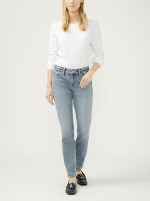 Elyse Mid Rise Straight Leg Luxe Stretch Jeans