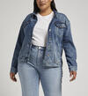Denim Trucker Jacket Plus Size, Indigo, hi-res image number 2