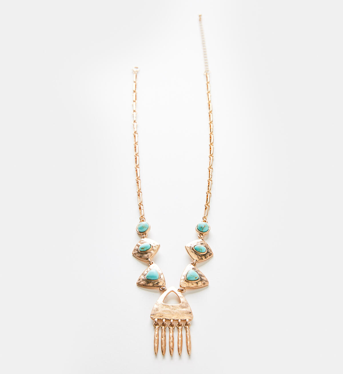 Gold-Tone Hammered Turquoise Necklace, , hi-res image number 1