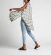 Summer Plaid Frayed Button-Down Tunic, , hi-res image number 2