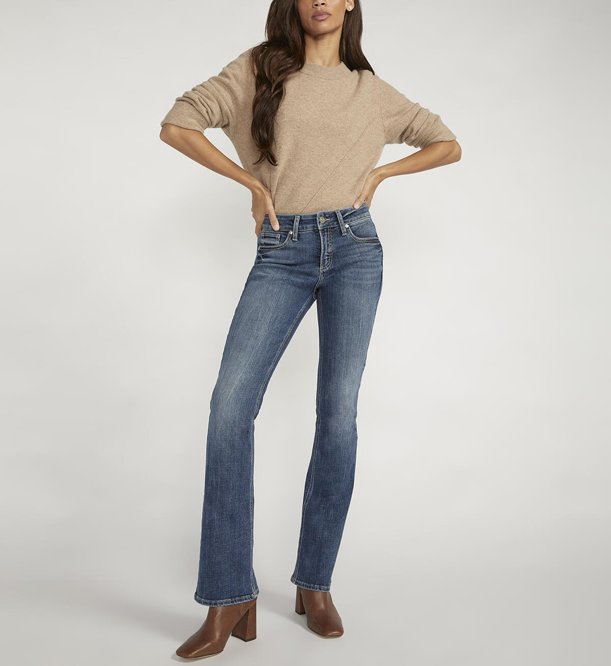 Elyse Mid Rise Bootcut Jeans, Indigo, hi-res image number 1