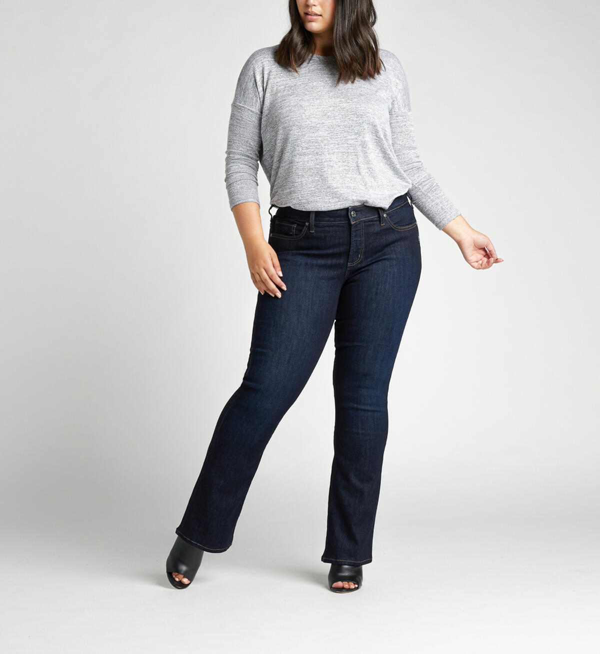 Elyse Mid Rise Slim Bootcut Plus Size Jeans, , hi-res image number 3