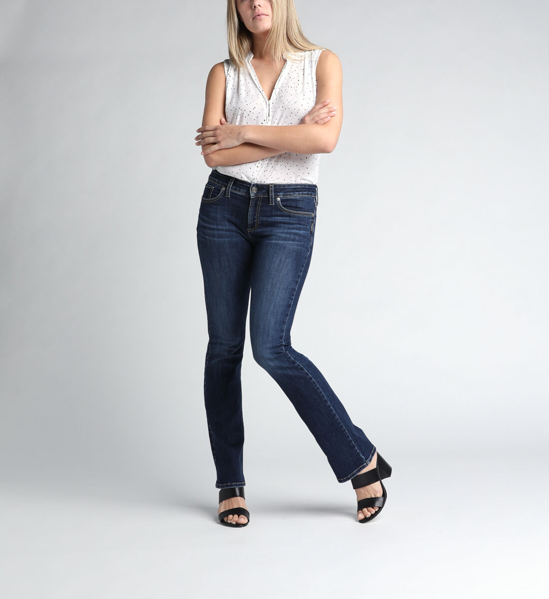 Buy Elyse Mid Rise Slim Bootcut Jeans for USD 79.00 Silver Jeans