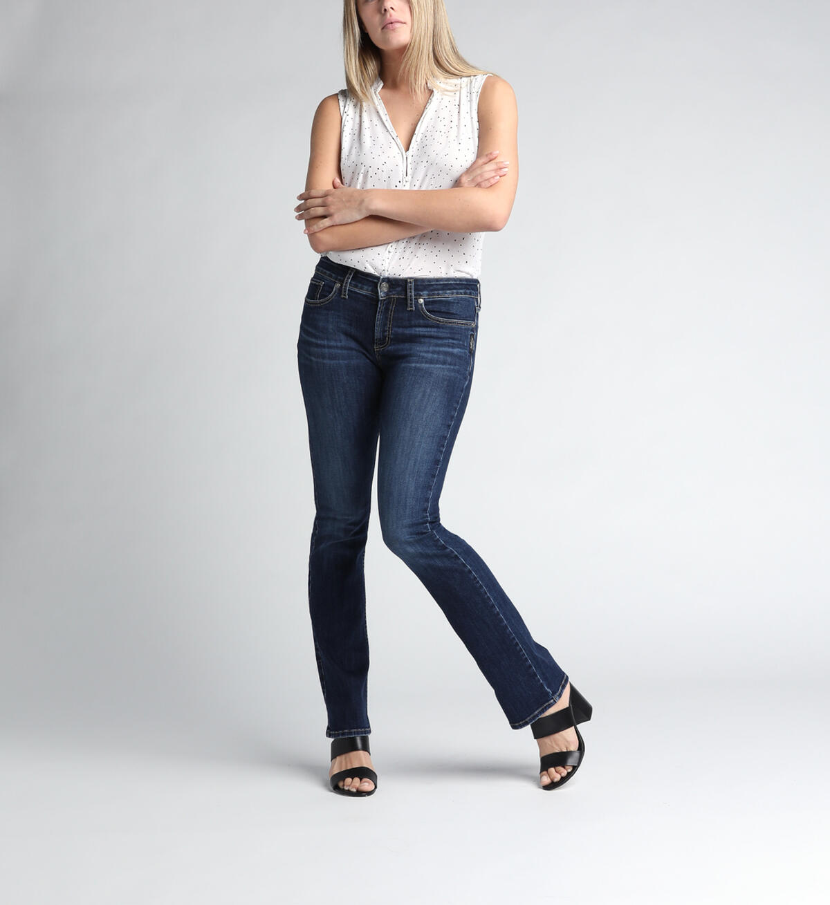 Elyse Mid Rise Slim Bootcut Jeans, , hi-res image number 0