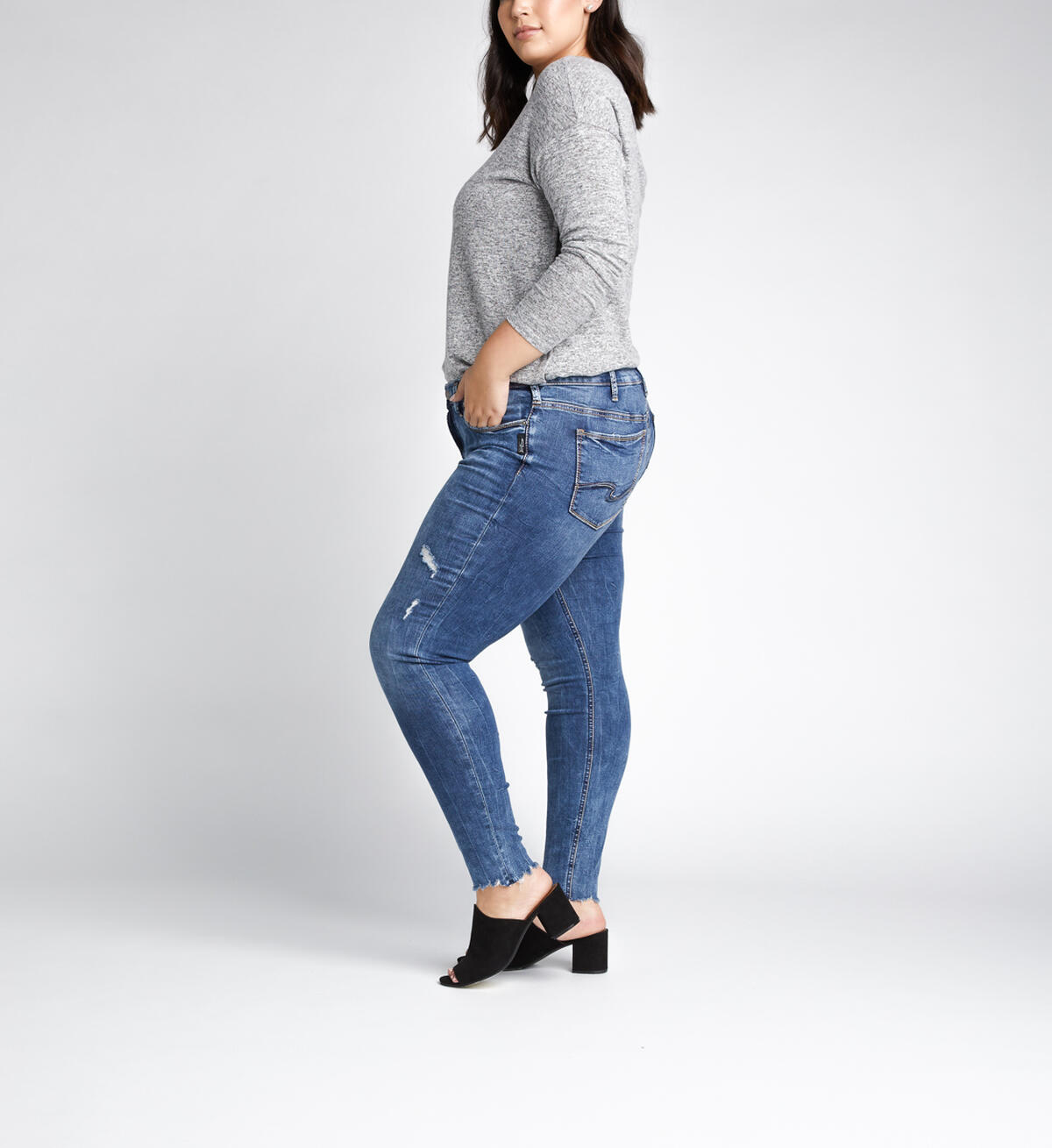 Elyse Mid Rise Skinny Leg Jeans Plus Size, Indigo, hi-res image number 2