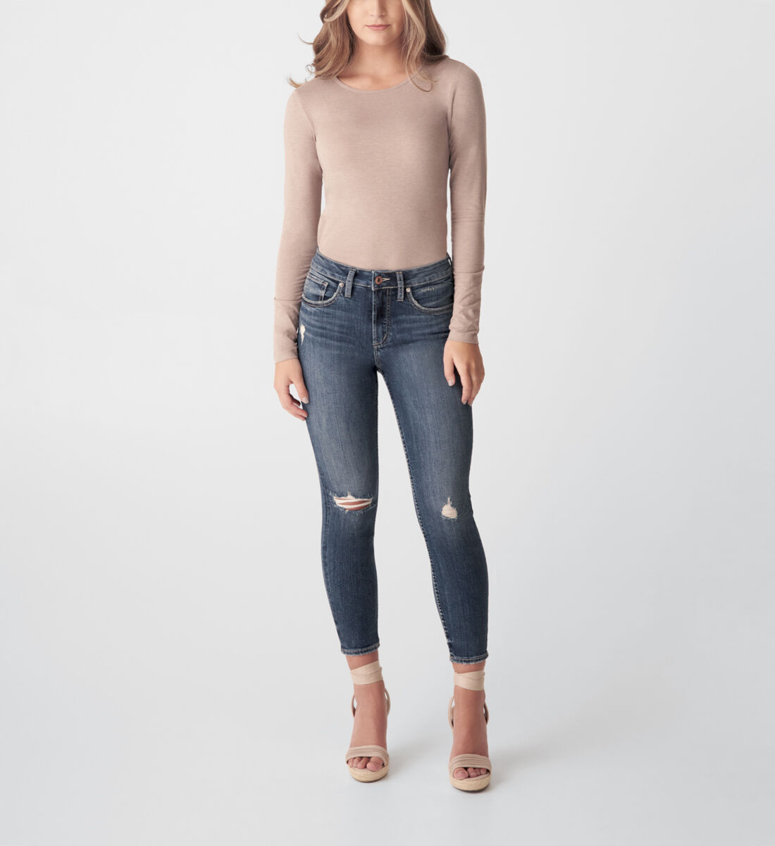 Silver avery discount skinny crop