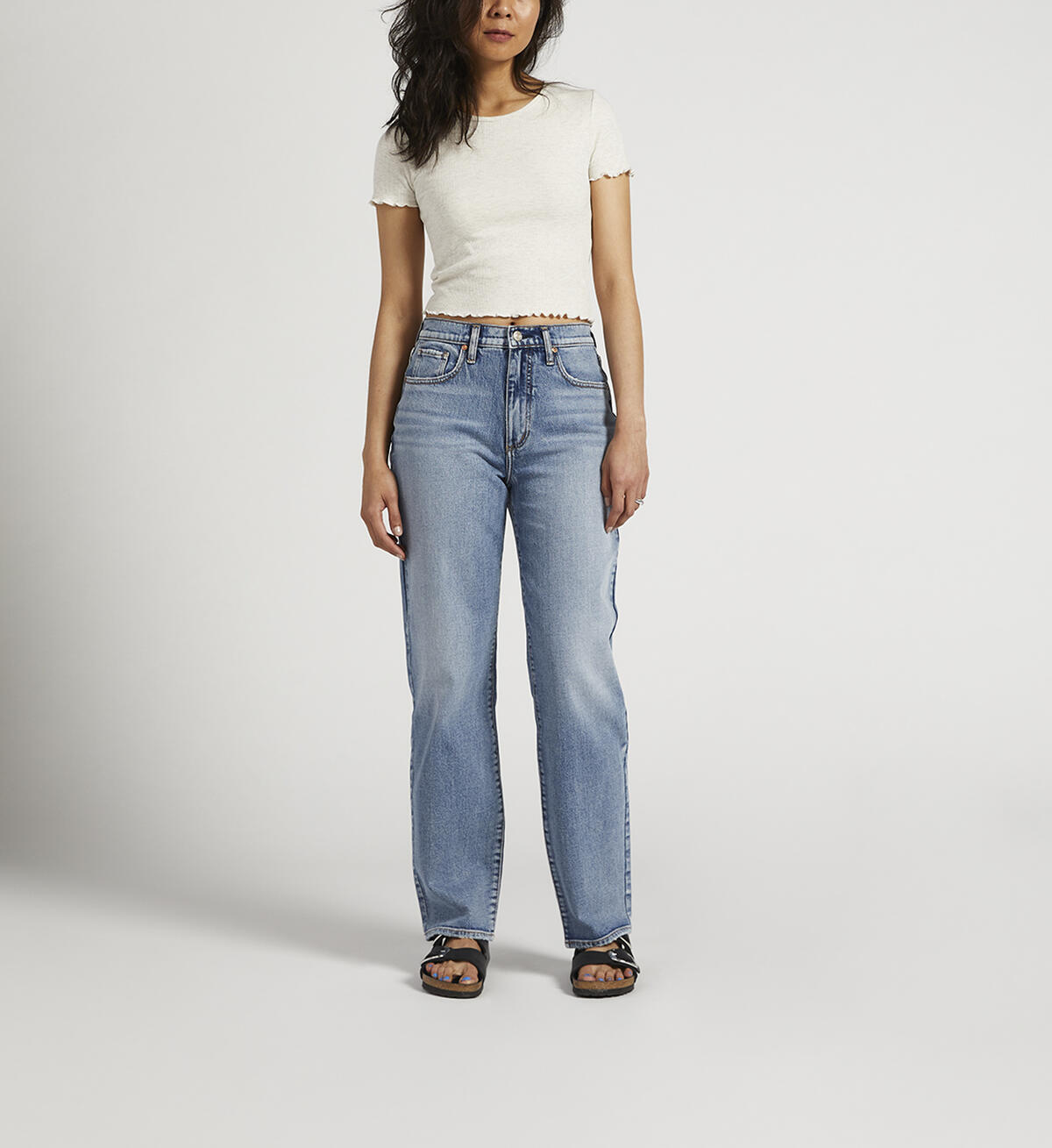 Mid Rise Straight Leg Dad Jean, Indigo, hi-res image number 0