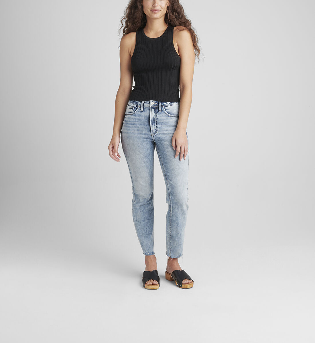 High Note High Rise Straight Crop Jeans Front