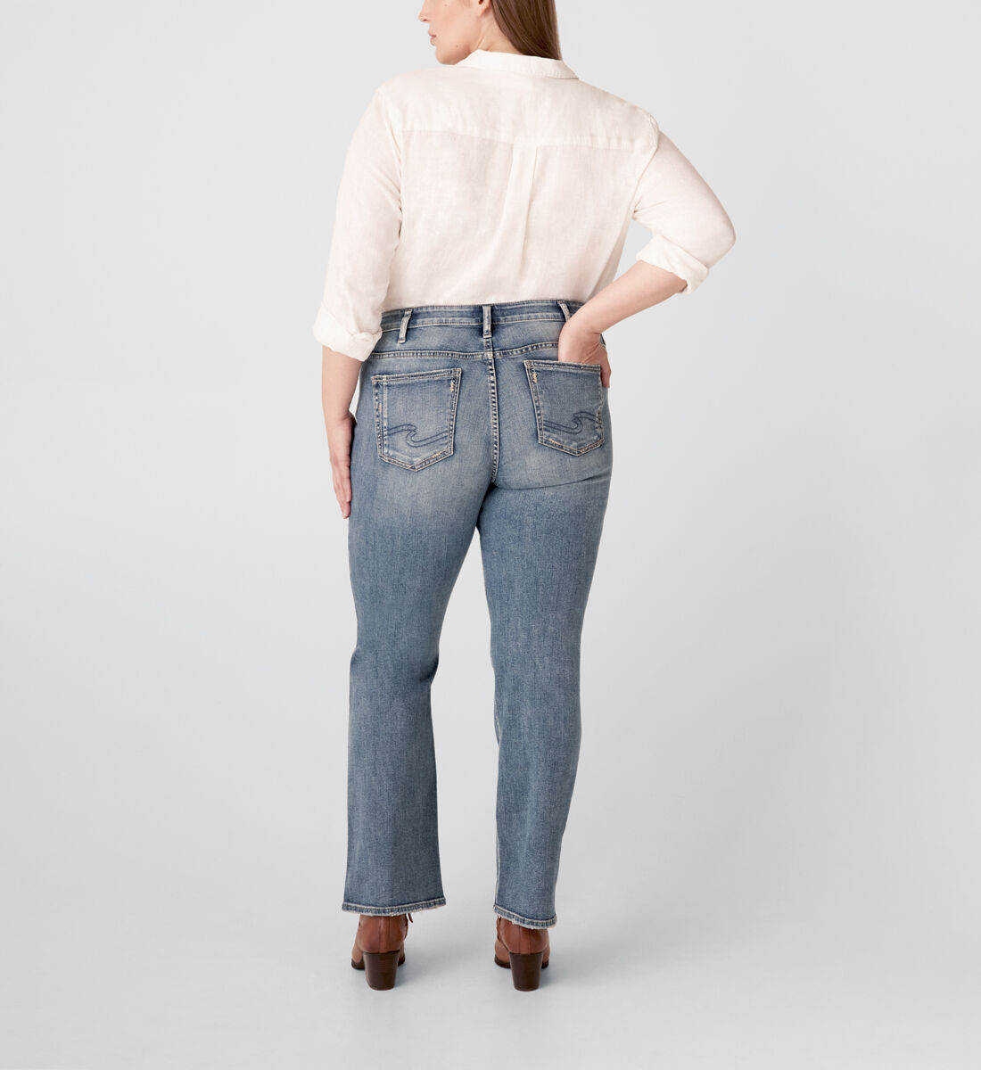 Elyse Mid Rise Slim Bootcut Jeans Plus Size Back