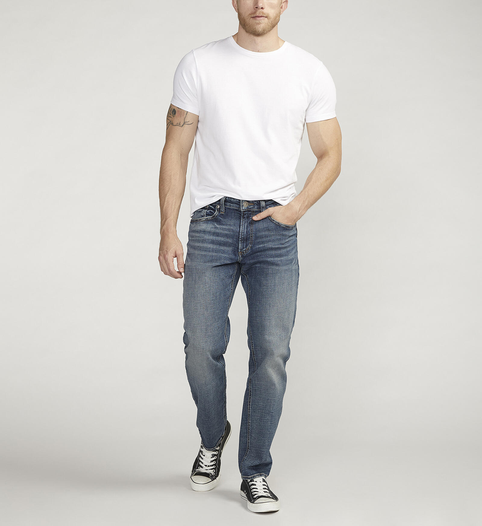 Buy Eddie Athletic Fit Tapered Leg Jeans for USD 39.00 Silver Jeans