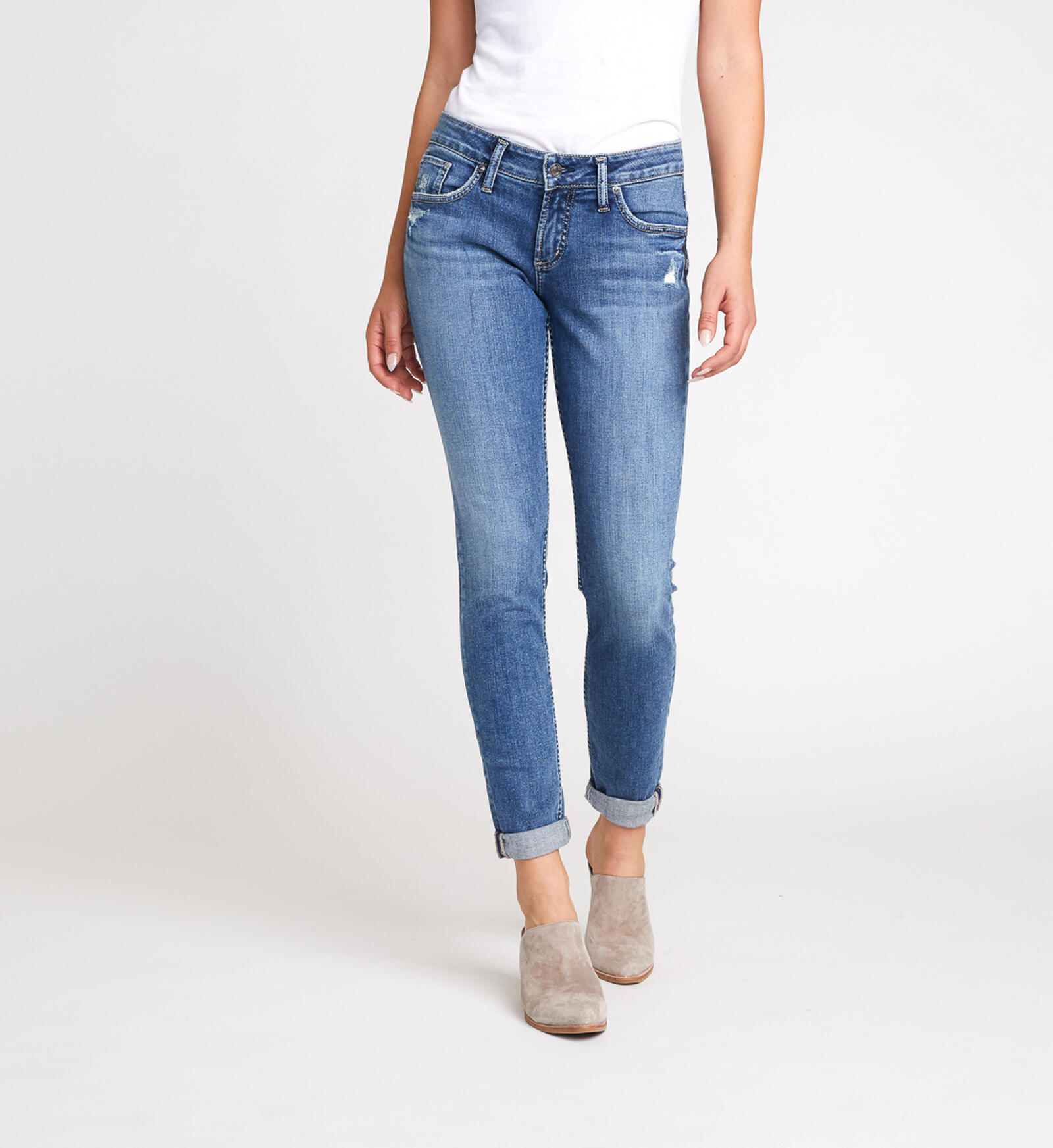 Buy Boyfriend Mid Rise Slim Leg Jeans for USD 79.00 | Silver Jeans US New