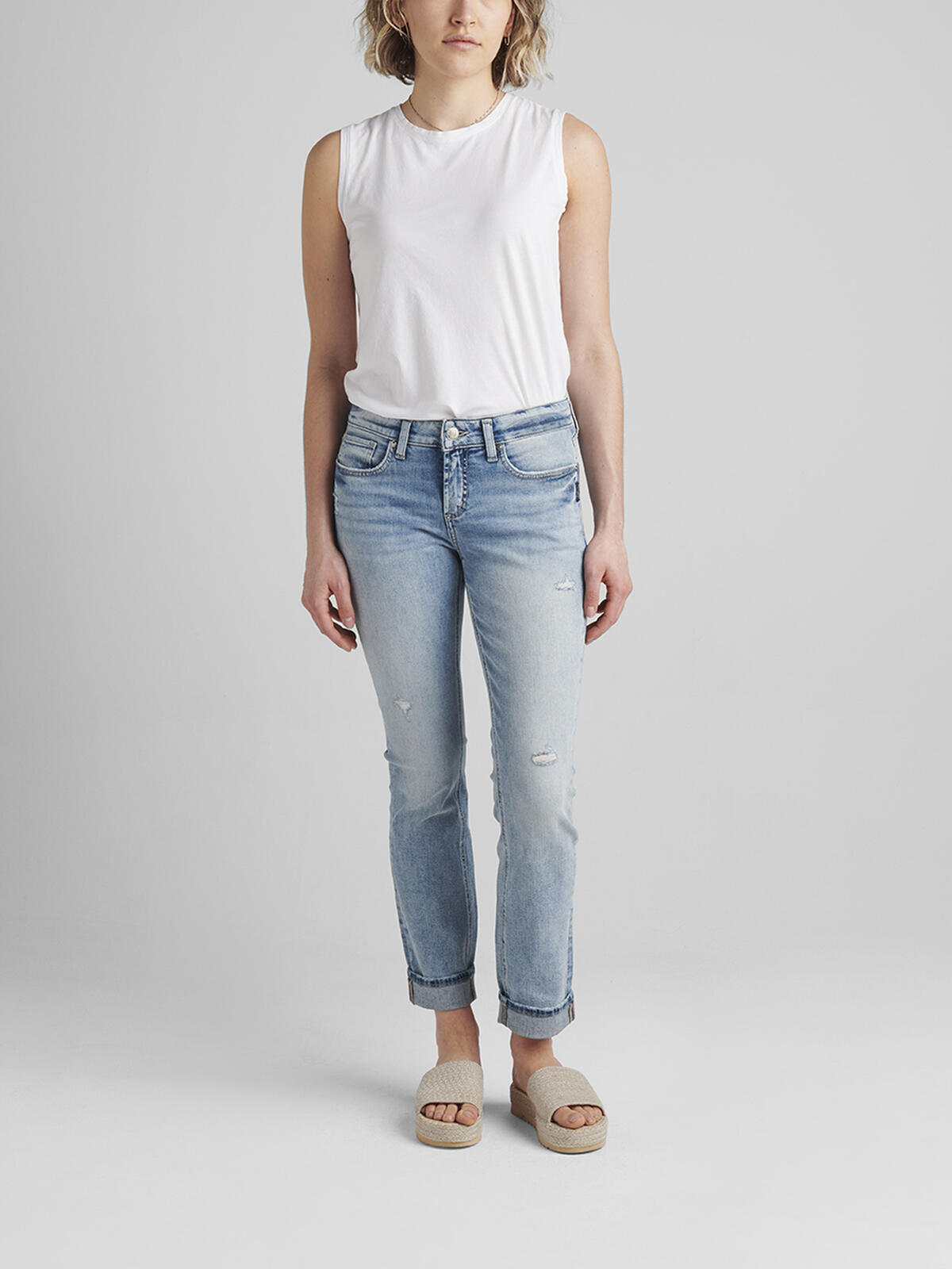 Elyse Mid Rise Straight Leg Jeans image number 0