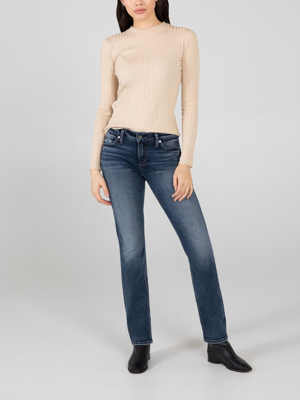 Elyse Mid Rise Straight Leg Jeans, , hi-res image number 0