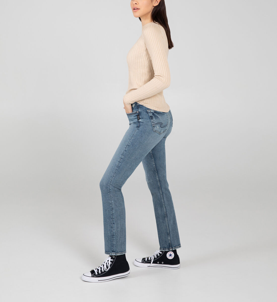 Avery High Rise Straight Leg Jeans Side