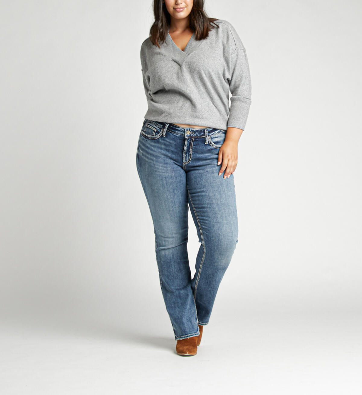 Elyse Mid Rise Bootcut Plus Size Jeans, , hi-res image number 0