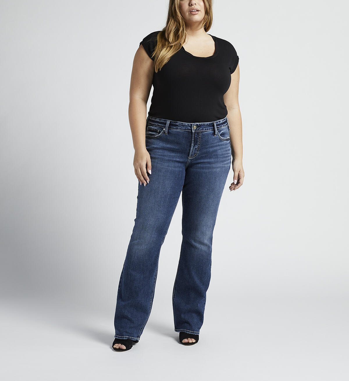 Elyse Mid Rise Slim Bootcut Jeans Plus Size, , hi-res image number 0