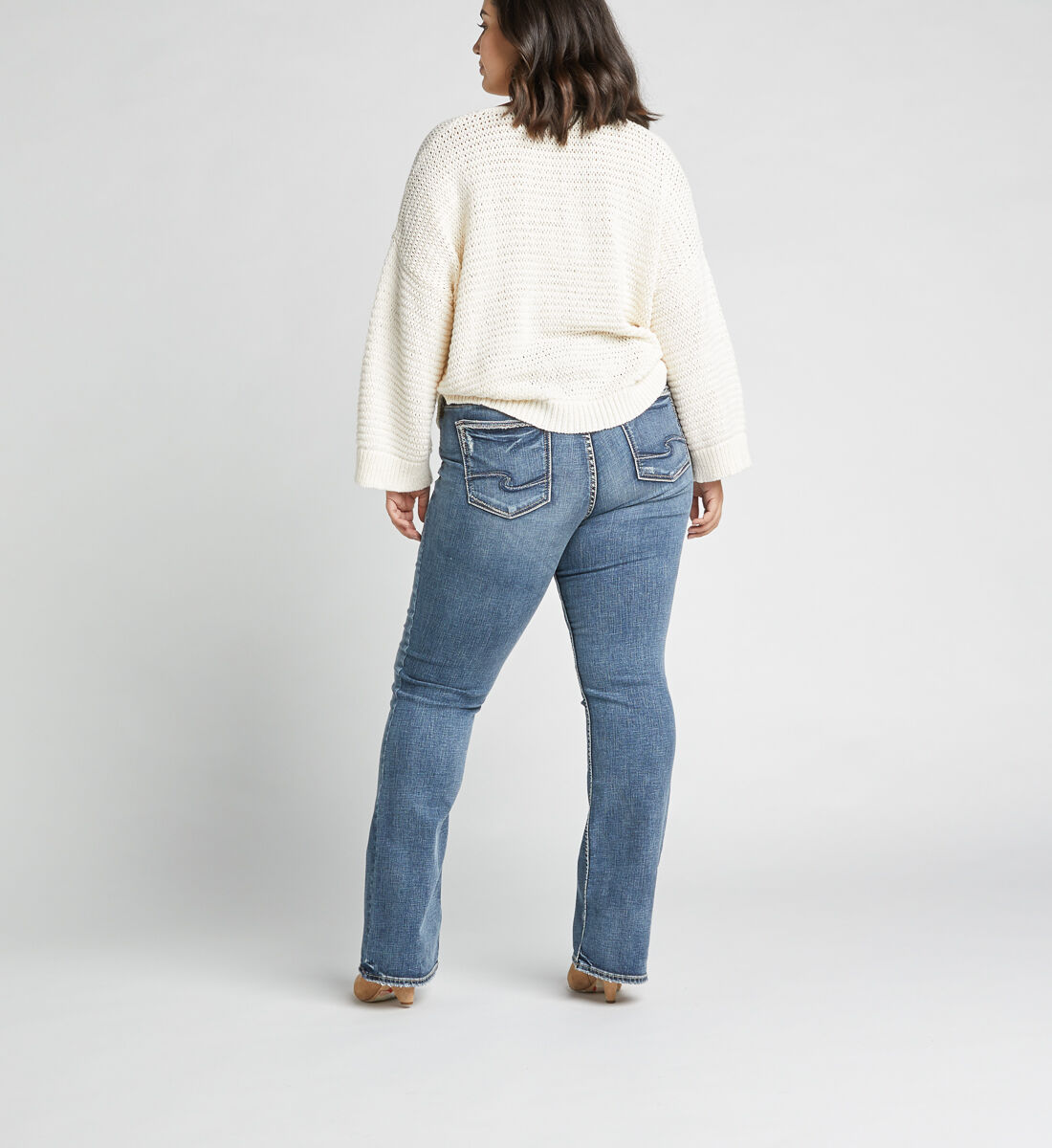 Elyse Mid Rise Slim Bootcut Plus Size Jeans Back