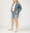 Notched Crop Jean Jacket Plus Size, , hi-res image number 2