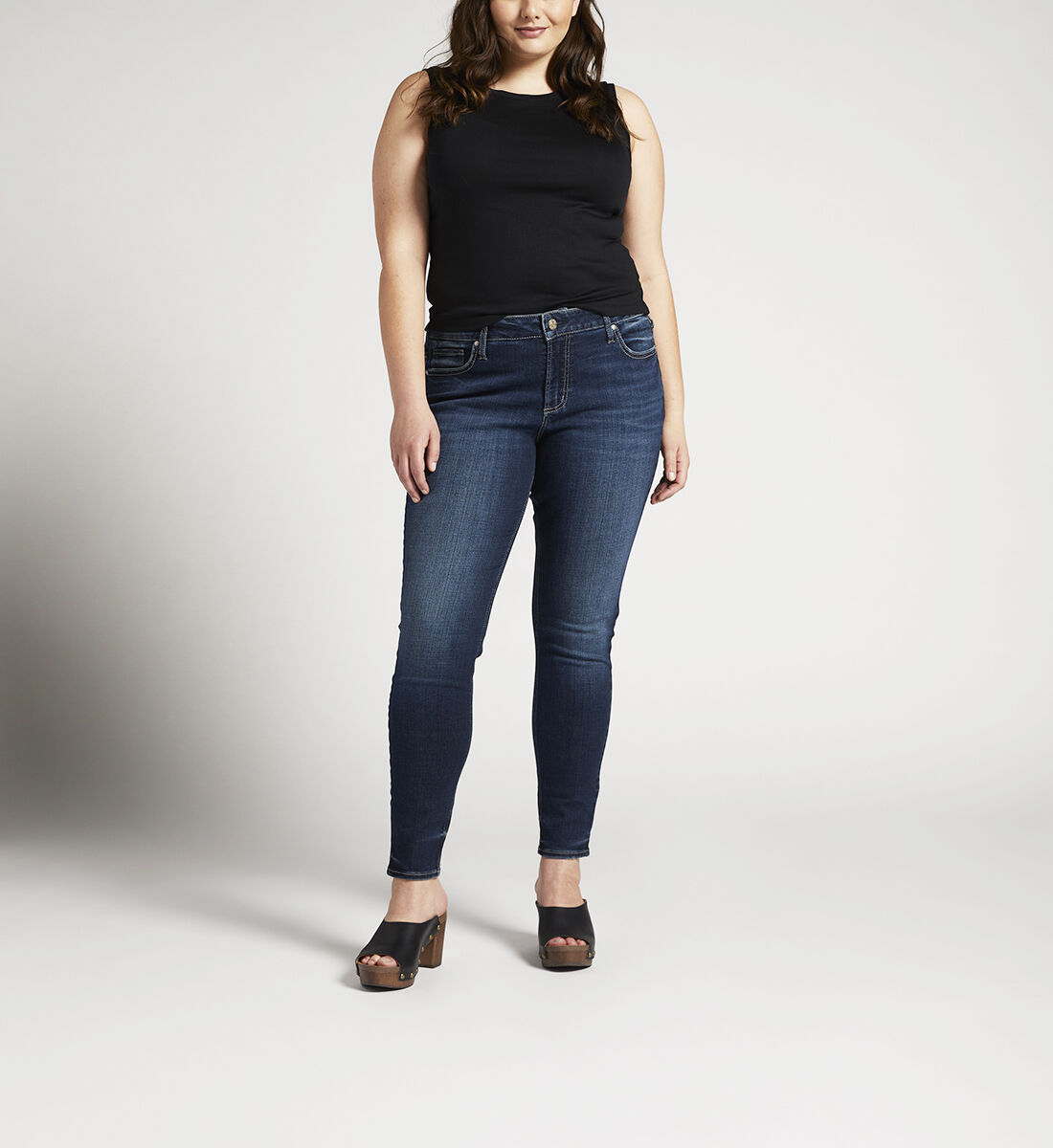 Elyse Mid Rise Skinny Jeans Plus Size Front