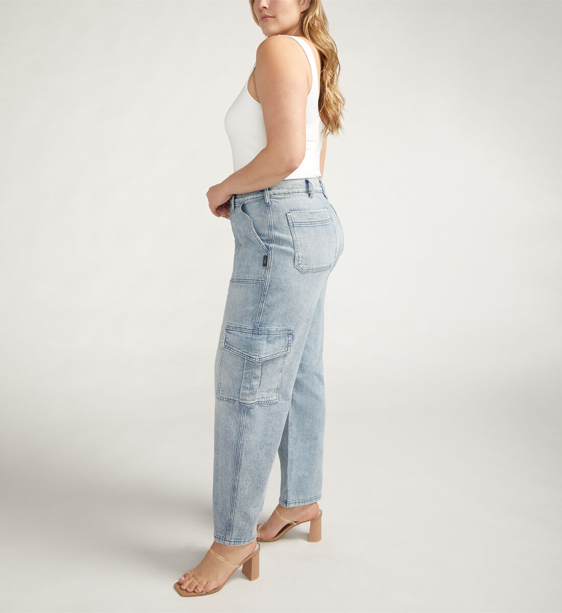 Buy Utility Cargo Jeans Plus Size for USD 47.00 | Silver