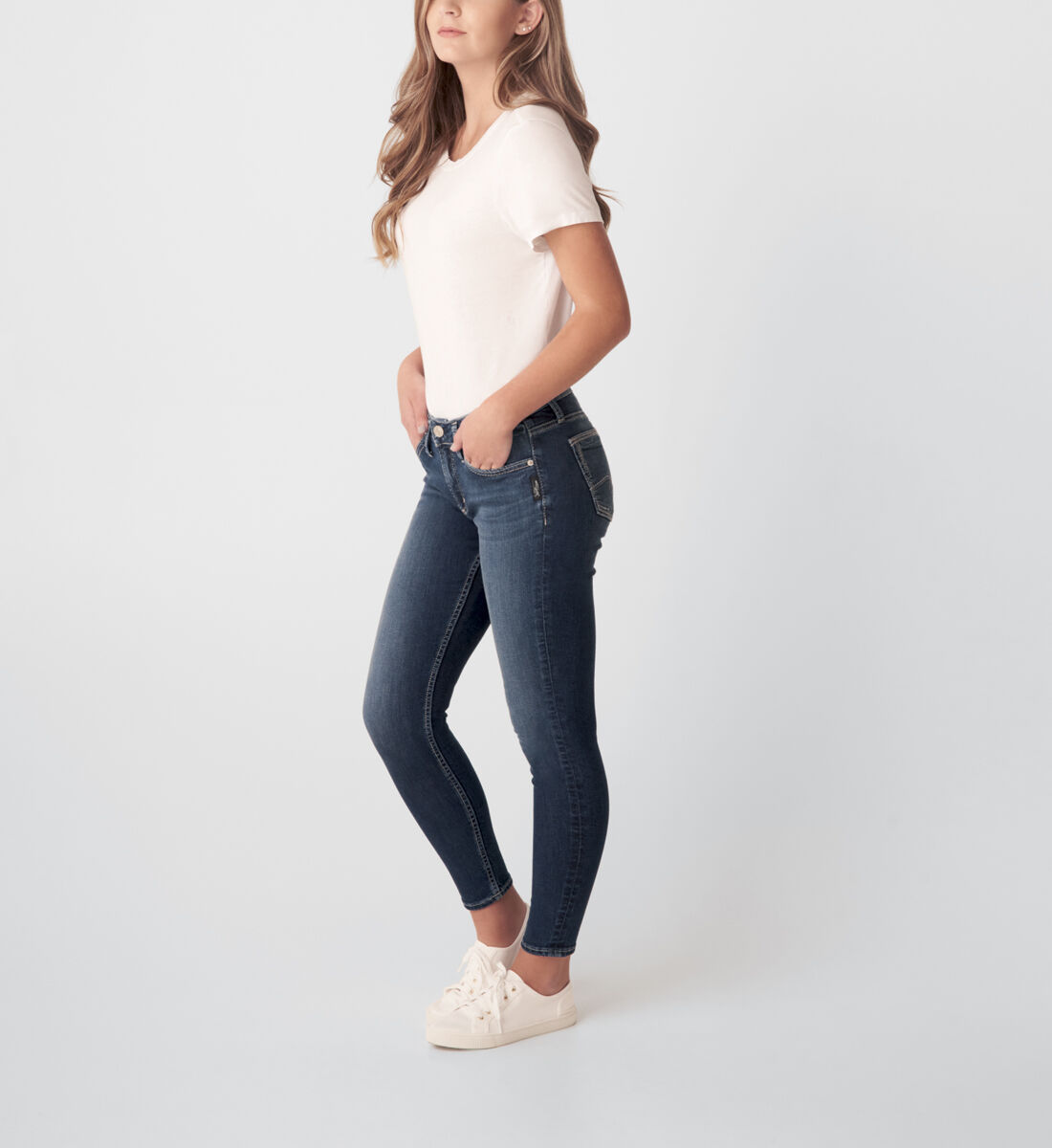 Buy Elyse Mid Rise Skinny Jeans for USD 84.00 Silver Jeans US New
