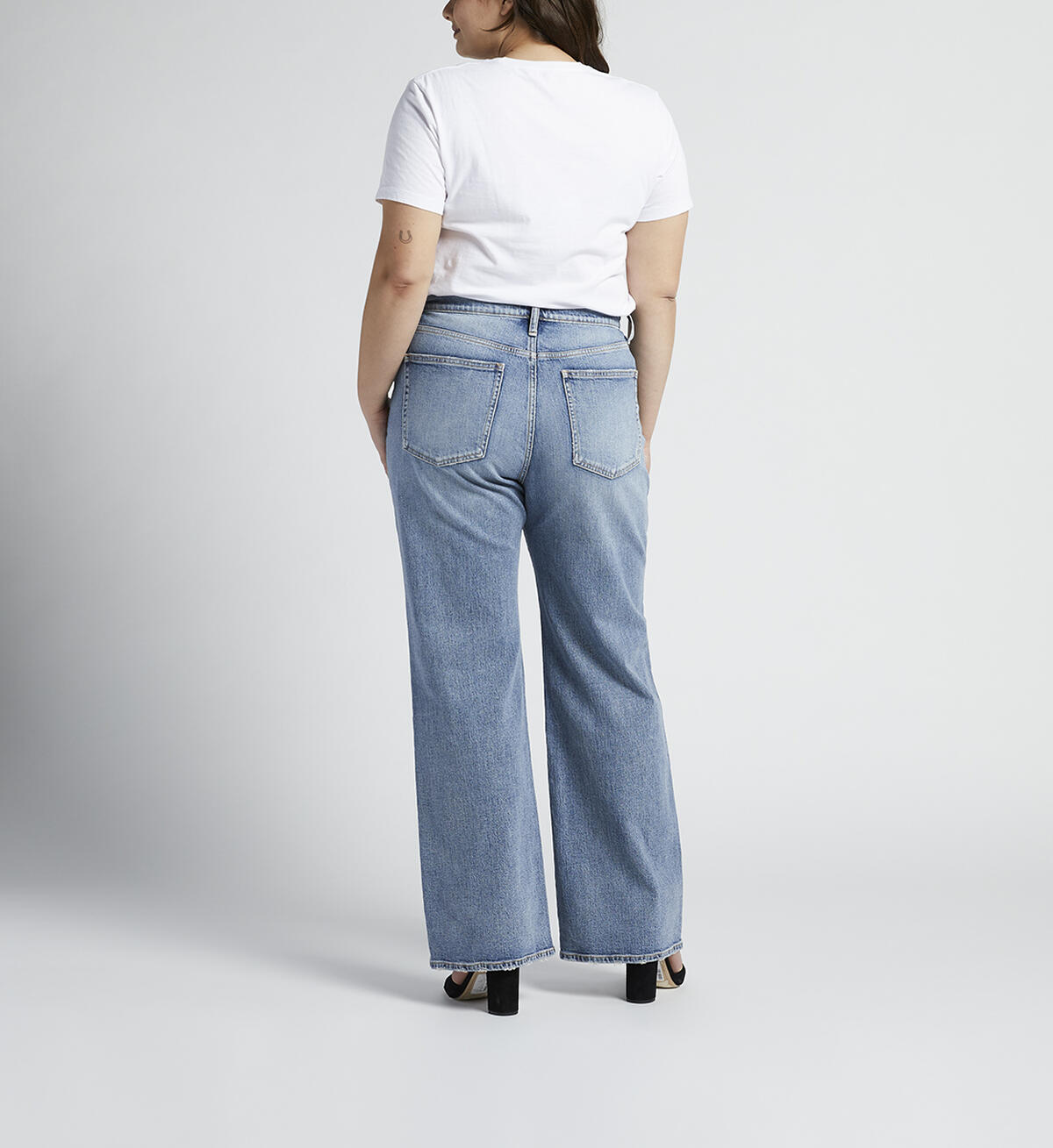 Highly Desirable High Rise Trouser Leg Jeans Plus Size, , hi-res image number 1