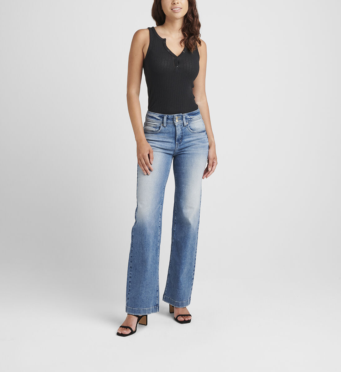 Avery High Rise Trouser Leg Jeans Front