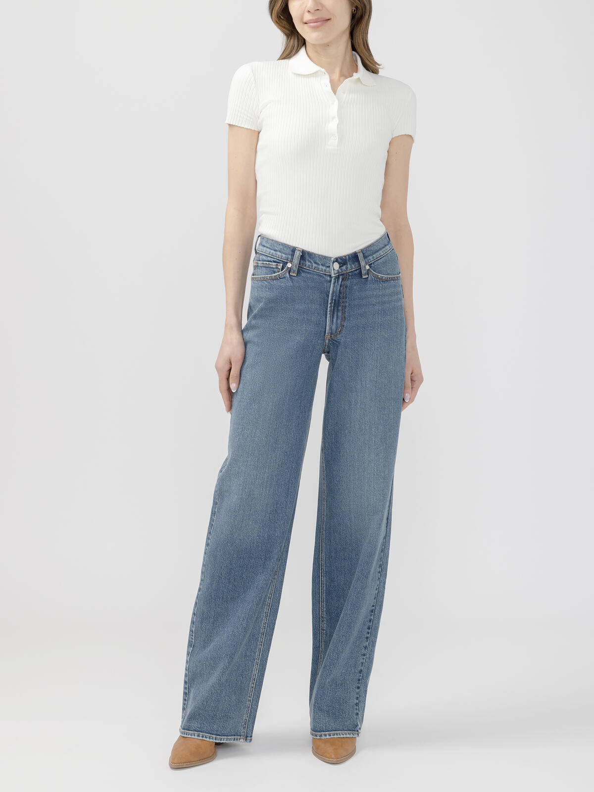 V-Front Wide Leg Jeans image number 0