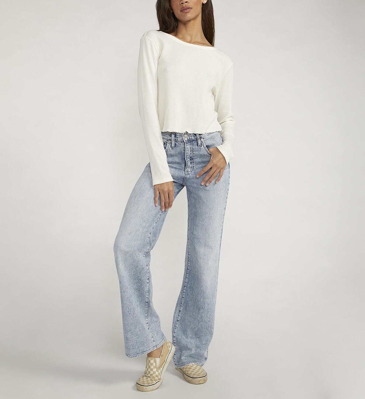 Highly Desirable High Rise Trouser Leg Jeans, Indigo, hi-res image number 1