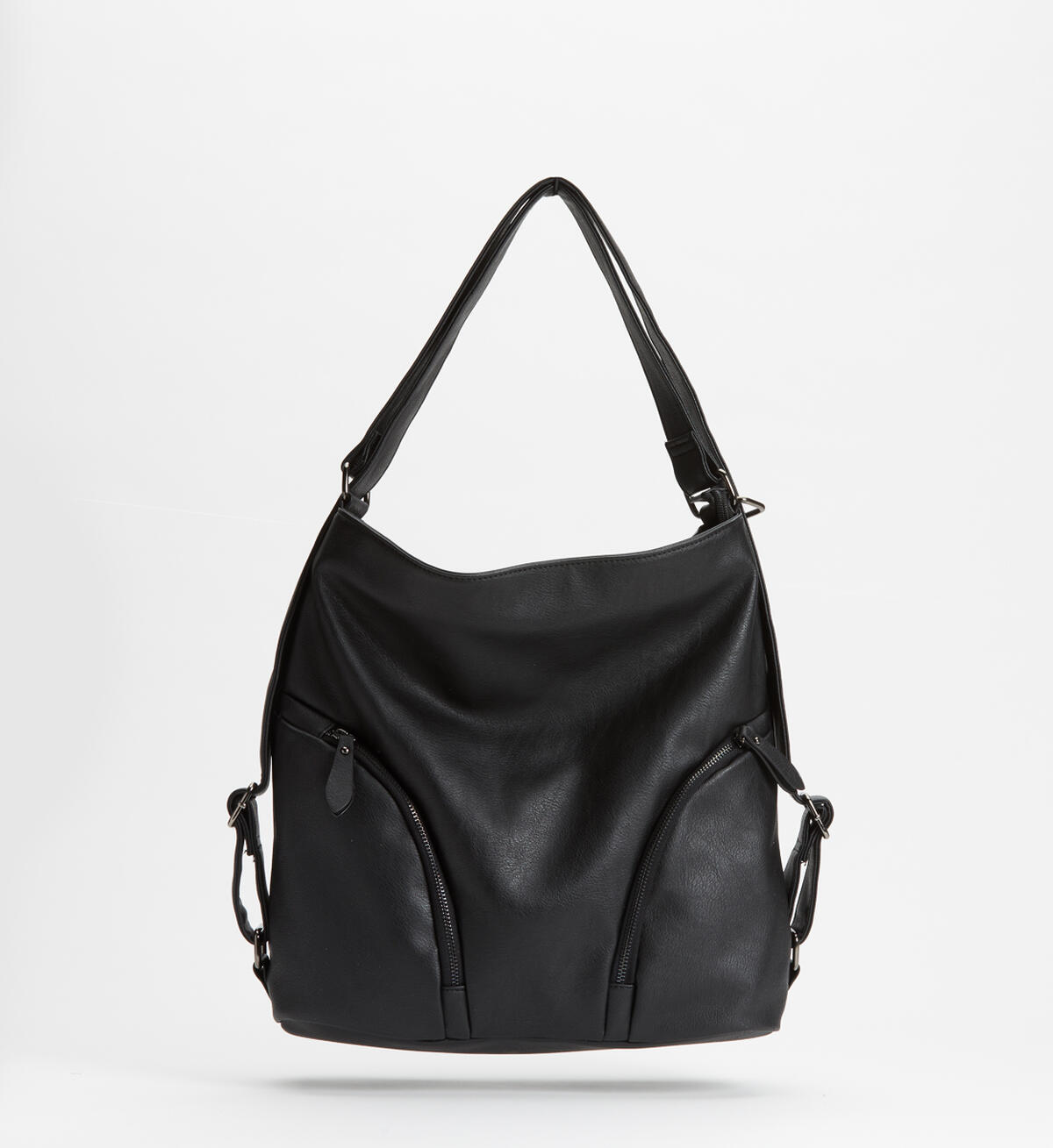 Double-Zip Hobo Bag, Black, hi-res image number 0