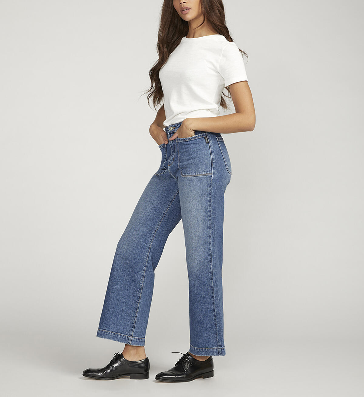 Vintage Patch Pocket Wide Leg High Rise Jeans, , hi-res image number 2