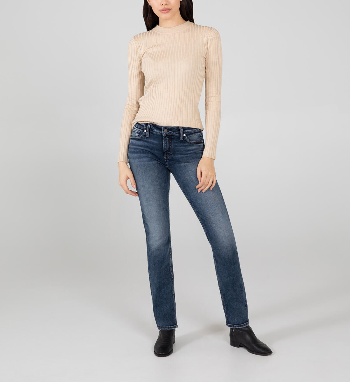 Elyse Mid Rise Straight Leg Jeans, , hi-res image number 0
