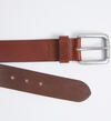 Pebbled Brown Leather Men's Belt, Brown, hi-res image number 2
