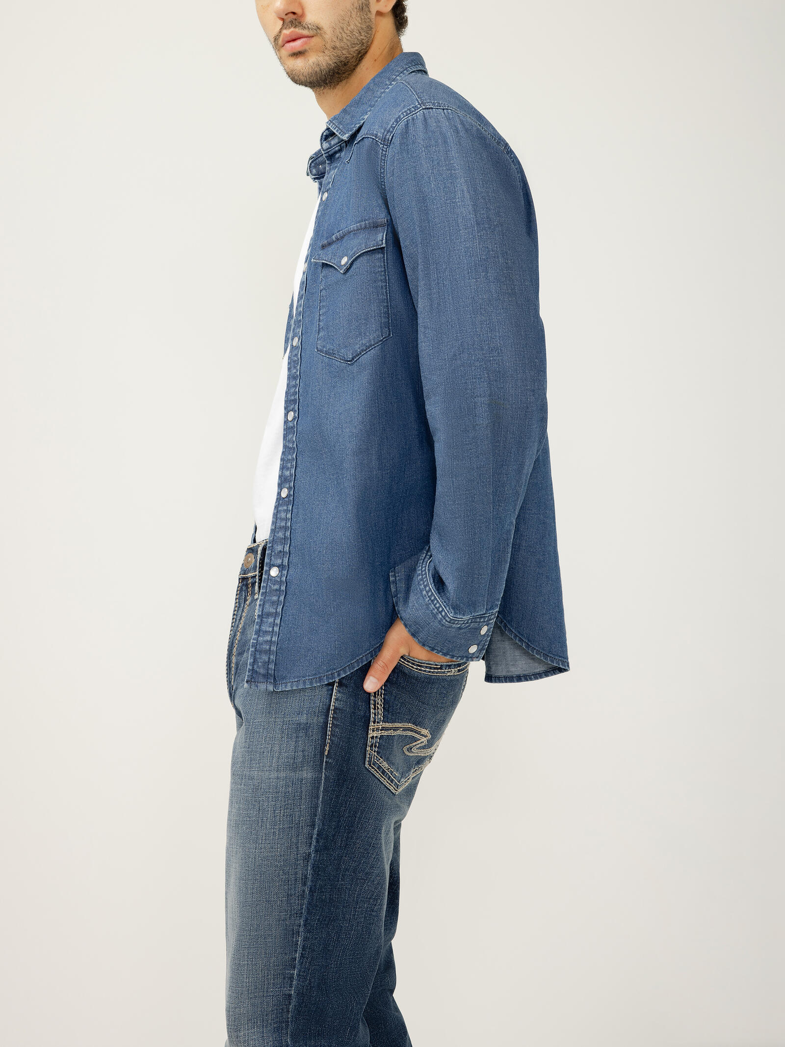 Buy Men's Denim Western Shirt for USD 54.00 | Silver Jeans