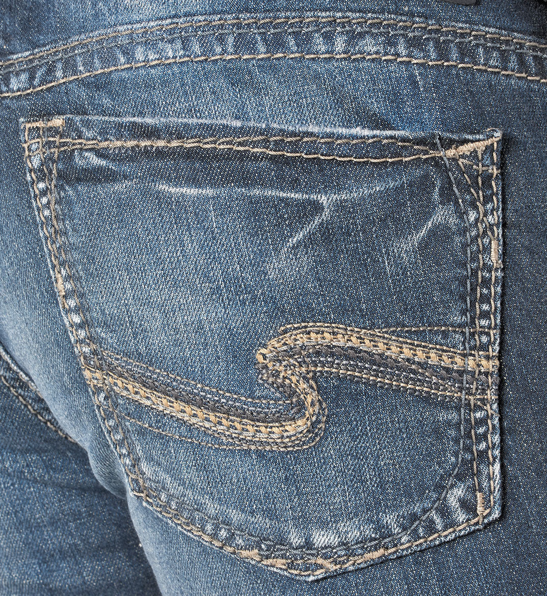 NWT Silver Jeans mens 34 X 32 Konrad slim fit stretch dark wash big stitch jeans