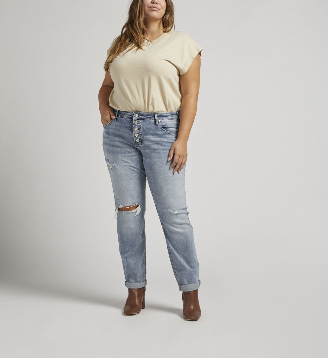 Silver boyfriend hotsell jeans plus size