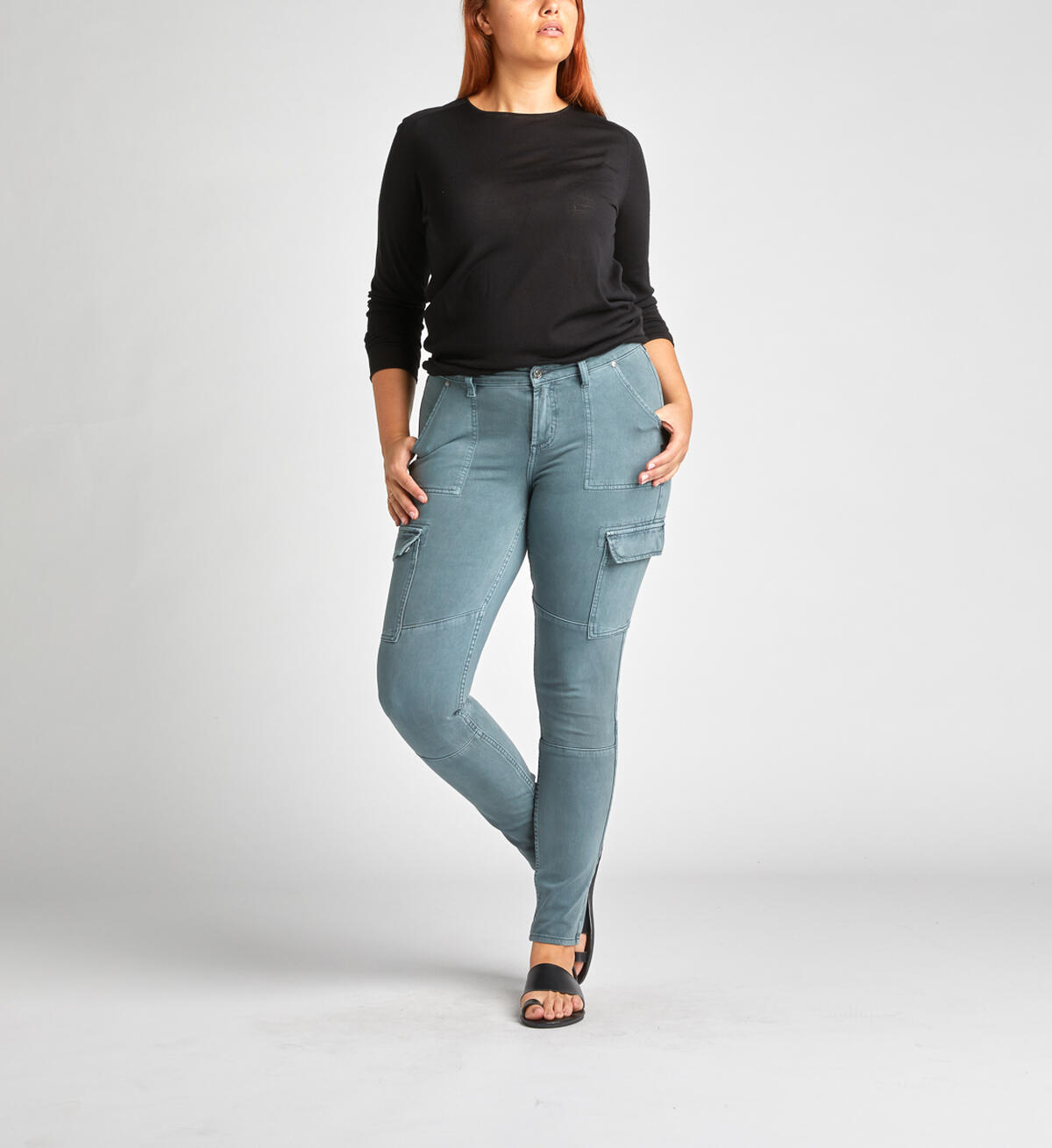Mid-Rise Skinny Cargo Jeans, Slate, hi-res image number 0