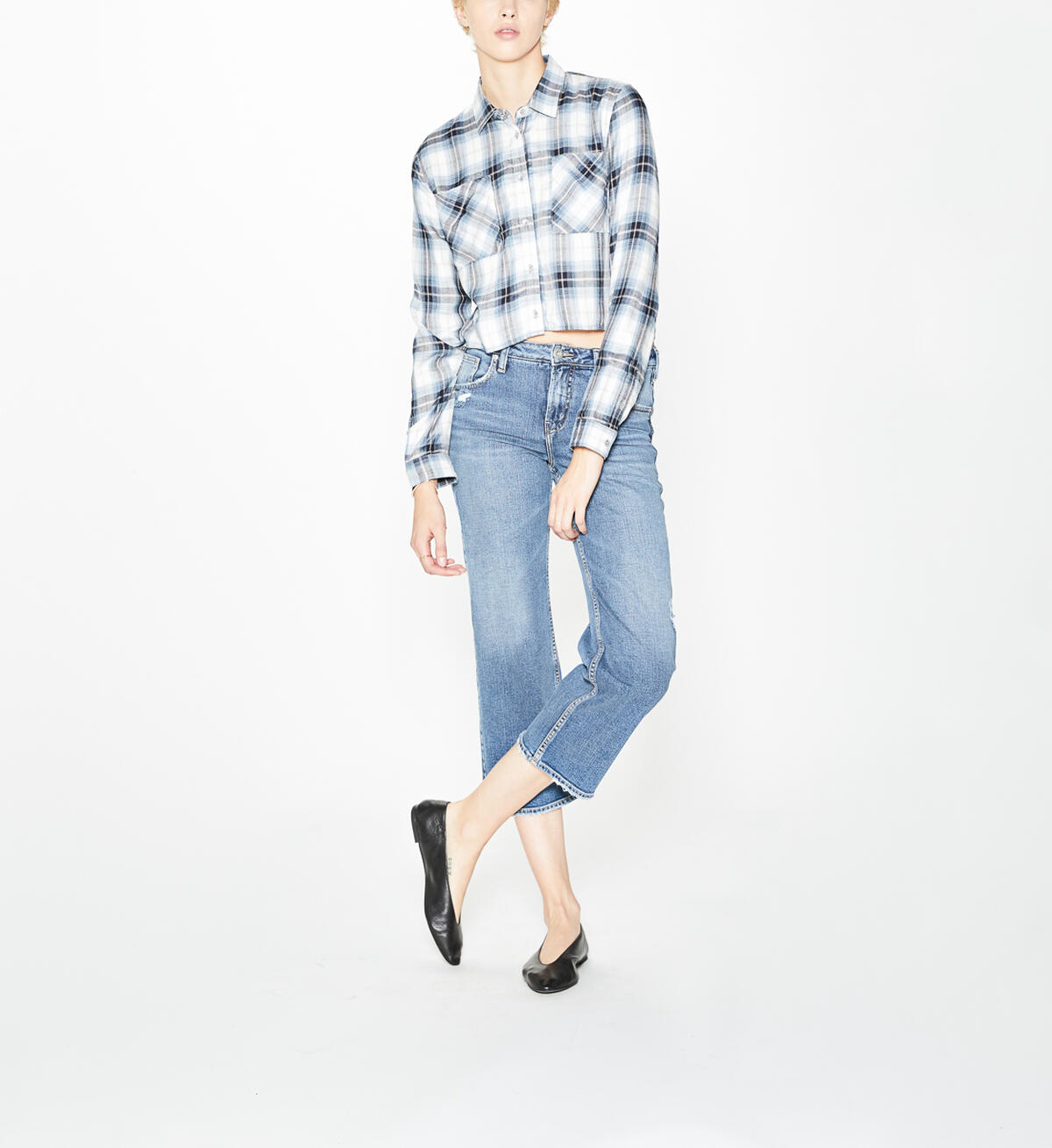 Wide Leg Crop High Rise Dark Wash, , hi-res image number 0