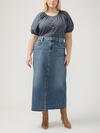 Front-Slit Maxi Jean Skirt Plus Size, , hi-res image number 0