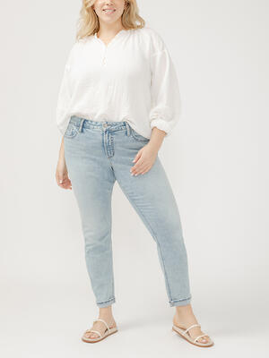 Girlfriend Mid Rise Slim Leg Jeans Plus Size