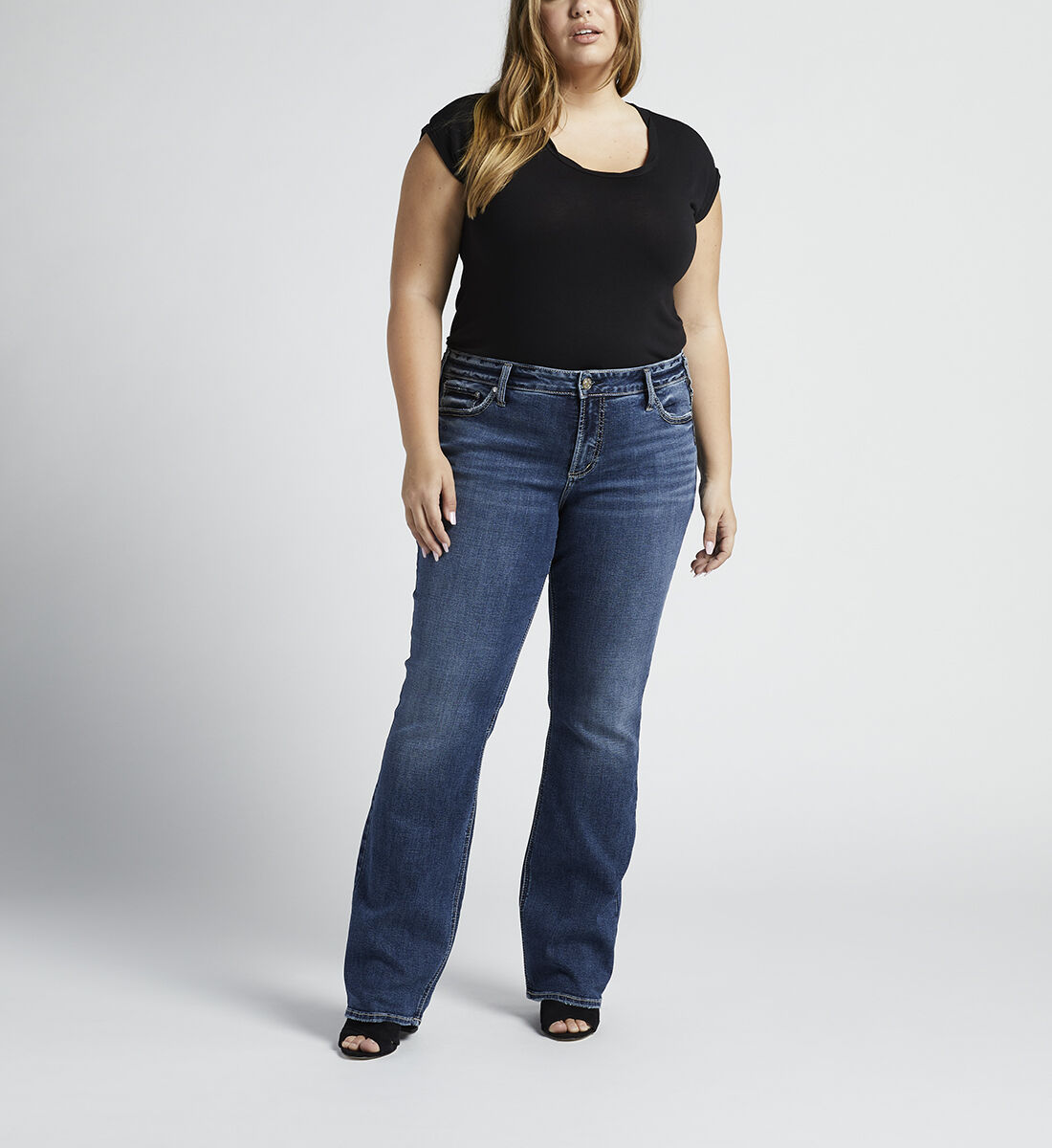 Elyse Mid Rise Slim Bootcut Jeans Plus Size Front