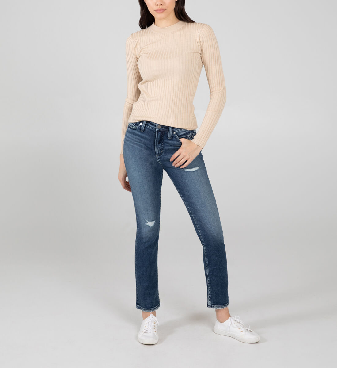 High Note High Rise Straight Leg Jeans Front