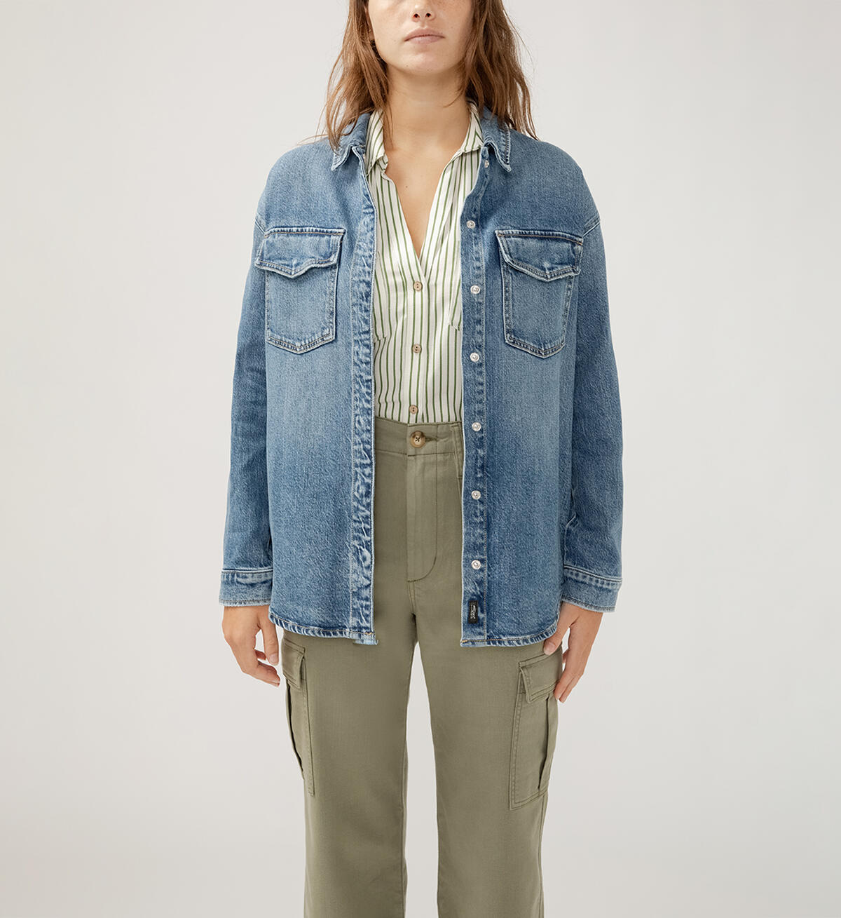 Women's Denim Shirt Jacket, , hi-res image number 0