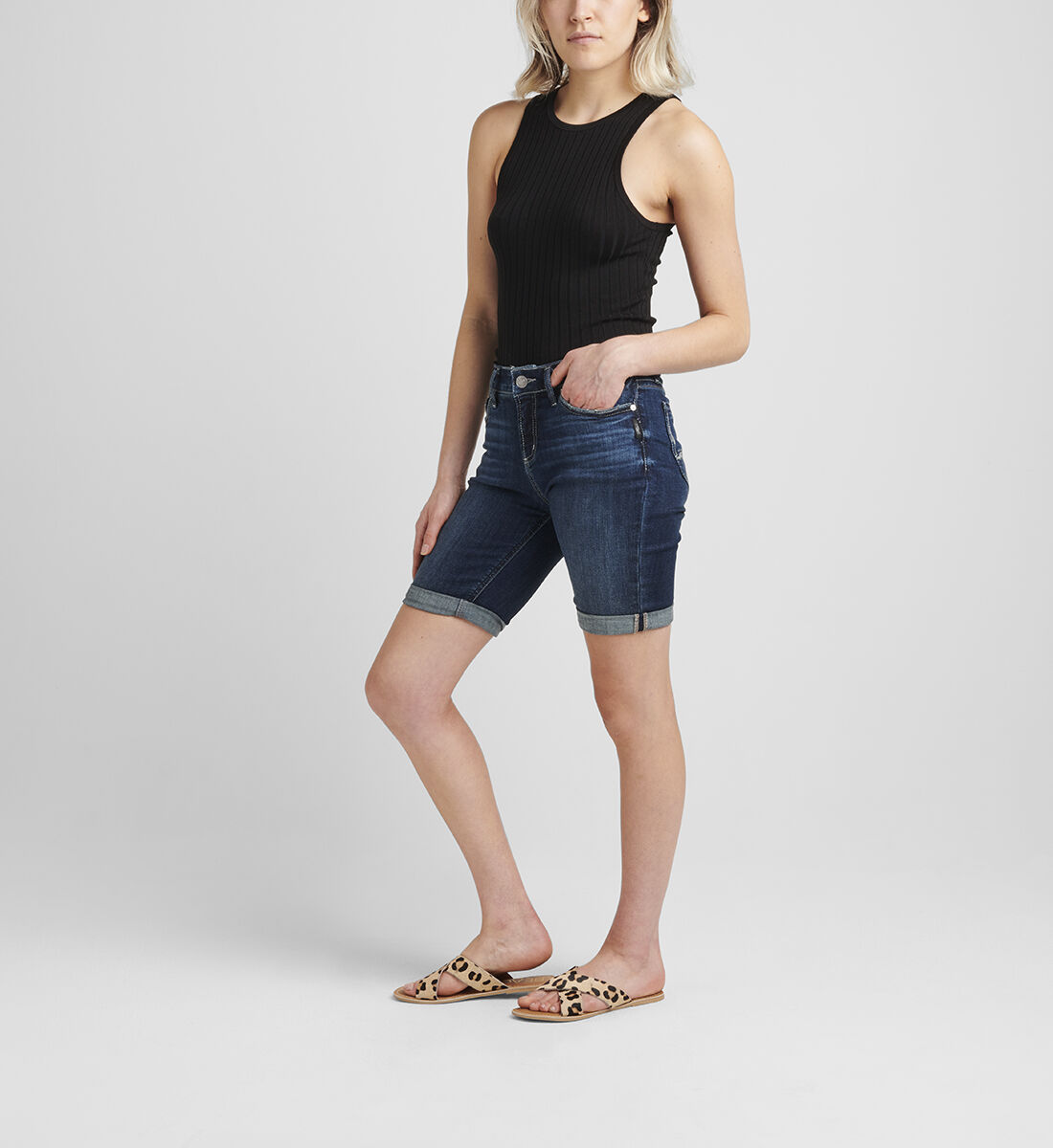Buy Suki Mid Rise Bermuda Short for USD 38.00 Silver Jeans US New