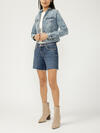Notched Crop Jean Jacket image number 2