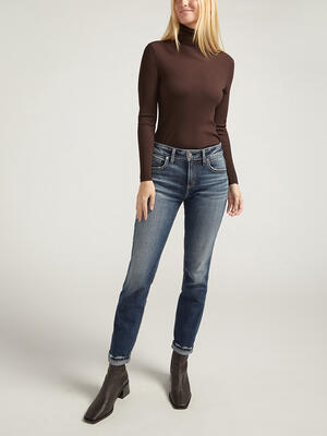 Boyfriend Mid Rise Slim Leg Luxe Stretch Jeans