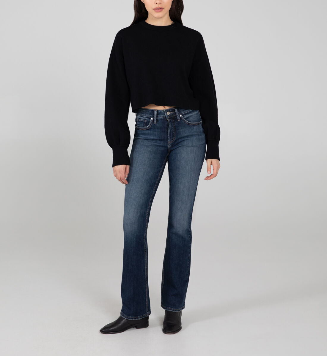 Avery High Rise Slim Bootcut Jeans Front